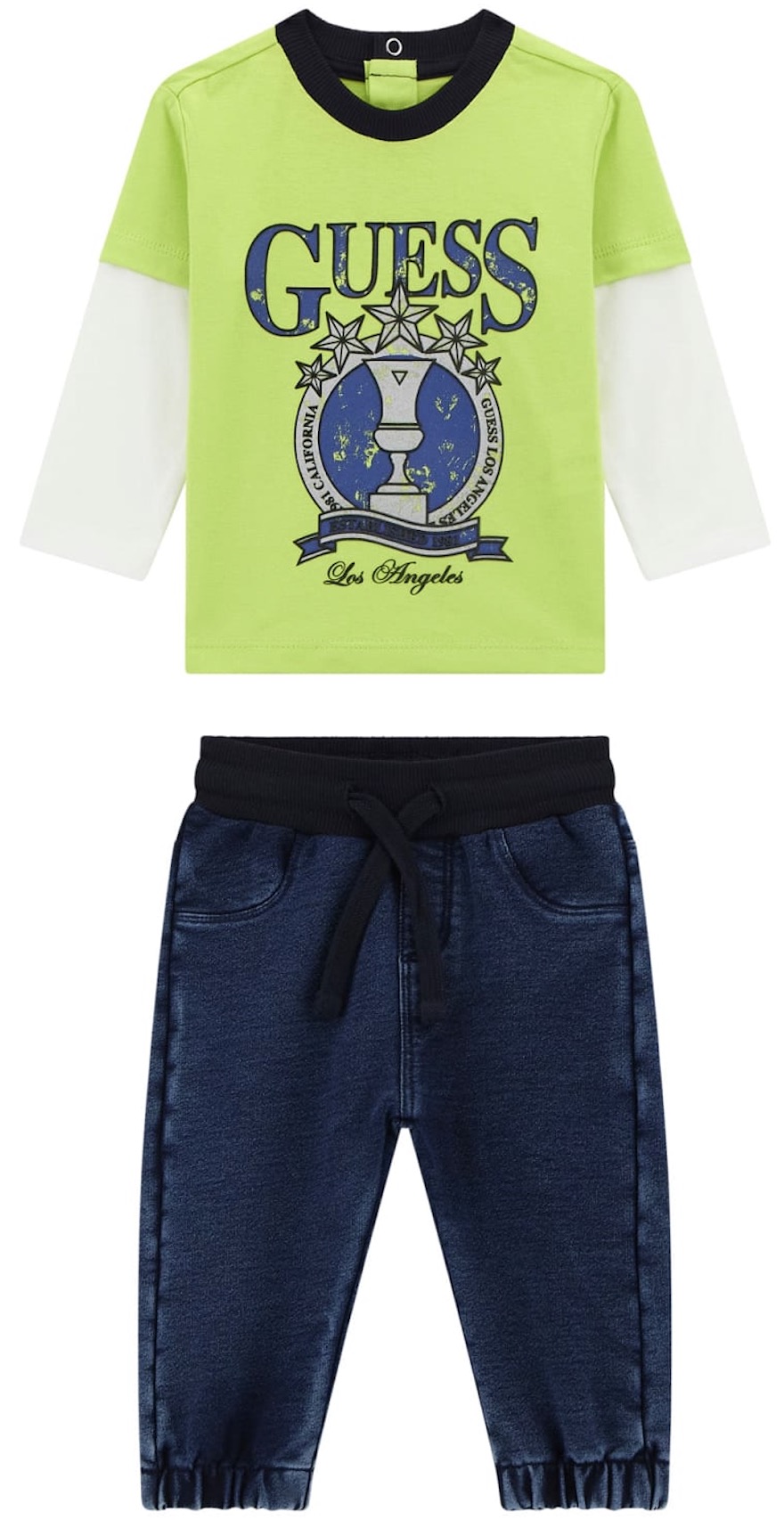 Set din 2 piese Guess - Bluză cu imprimeuri și pantaloni, multicolor, 18 luni