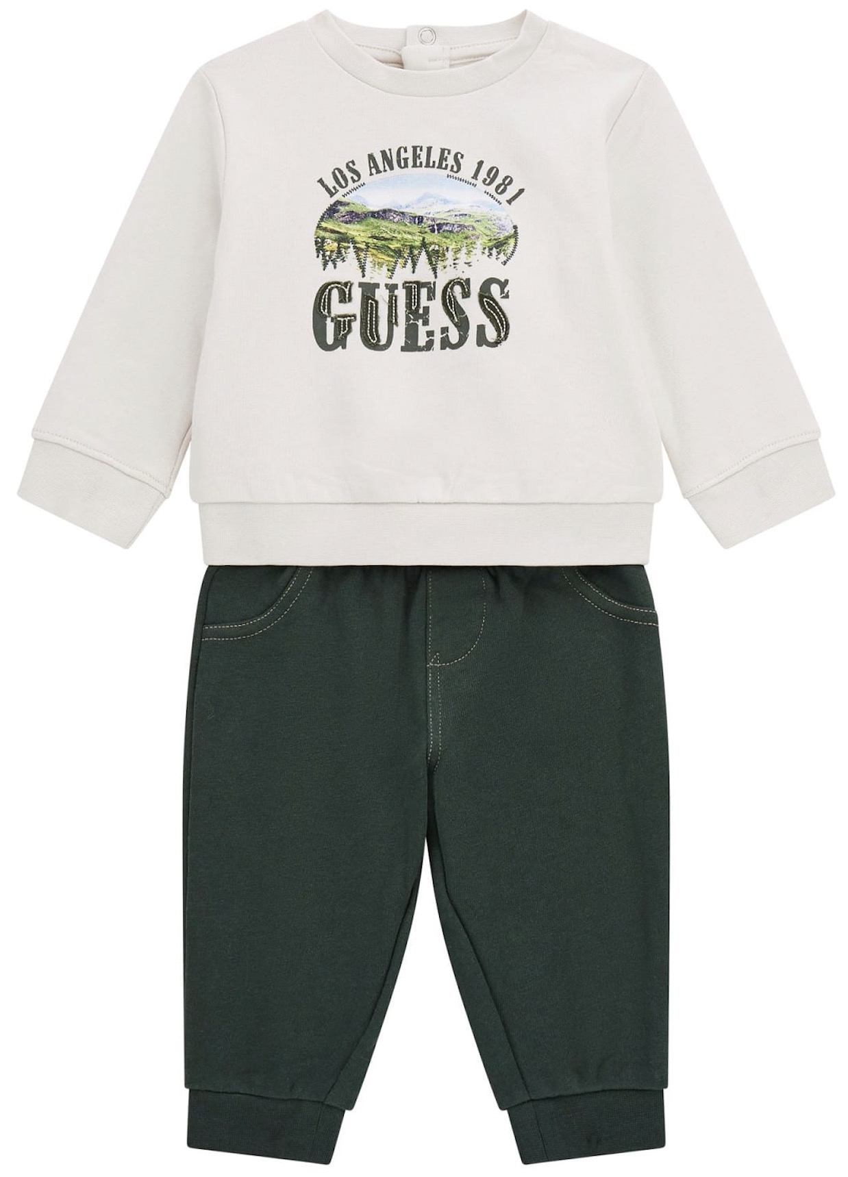 Set din 2 piese Guess - Bluză și pantaloni cu imprimeu, verde, 24 luni