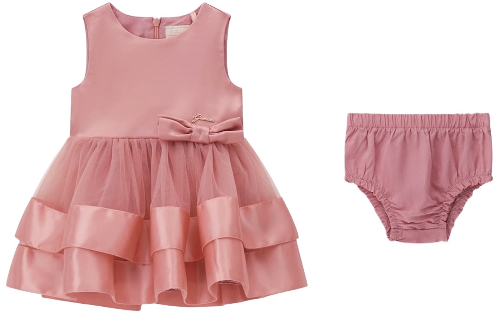 Set din 2 piese Guess - Rochie cu voal și chiloți, roz, 12 luni
