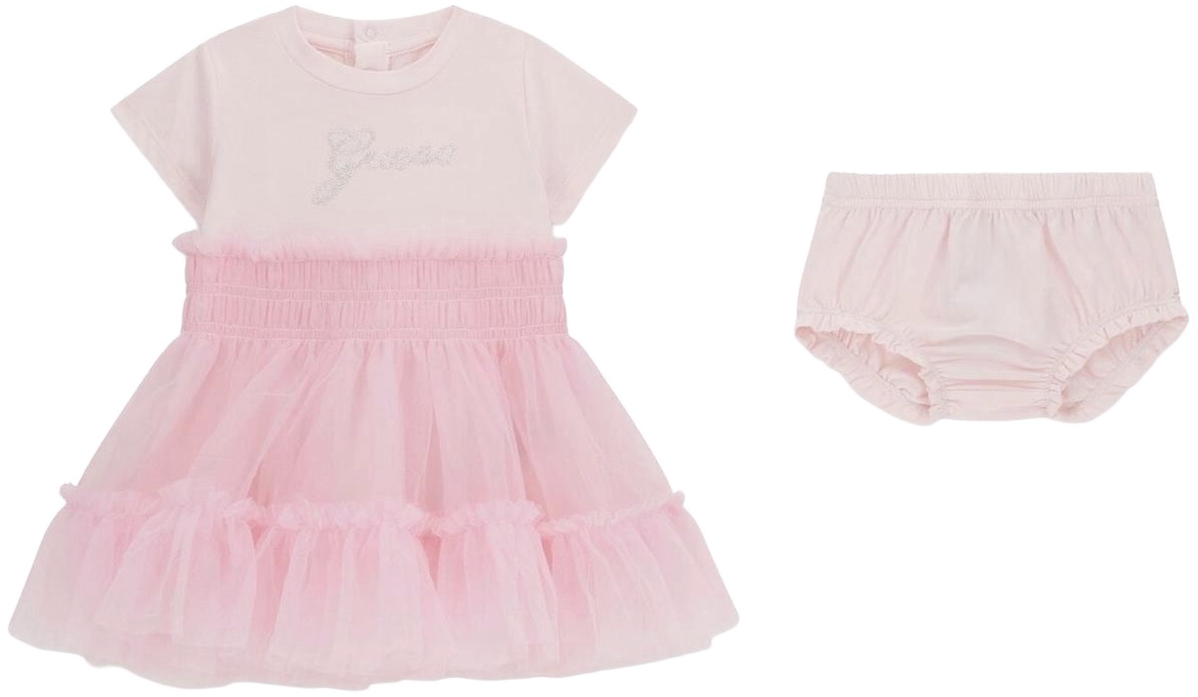 Set din 2 piese Guess - Rochie cu voal și chiloți, roz, 24 luni