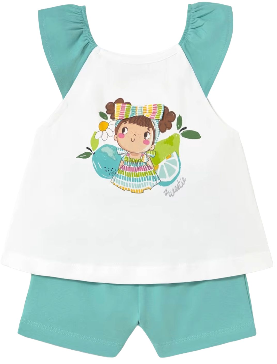 Set din 2 piese Mayoral - Bluza fără mâneci și pantaloni scurți, verde, 12 luni