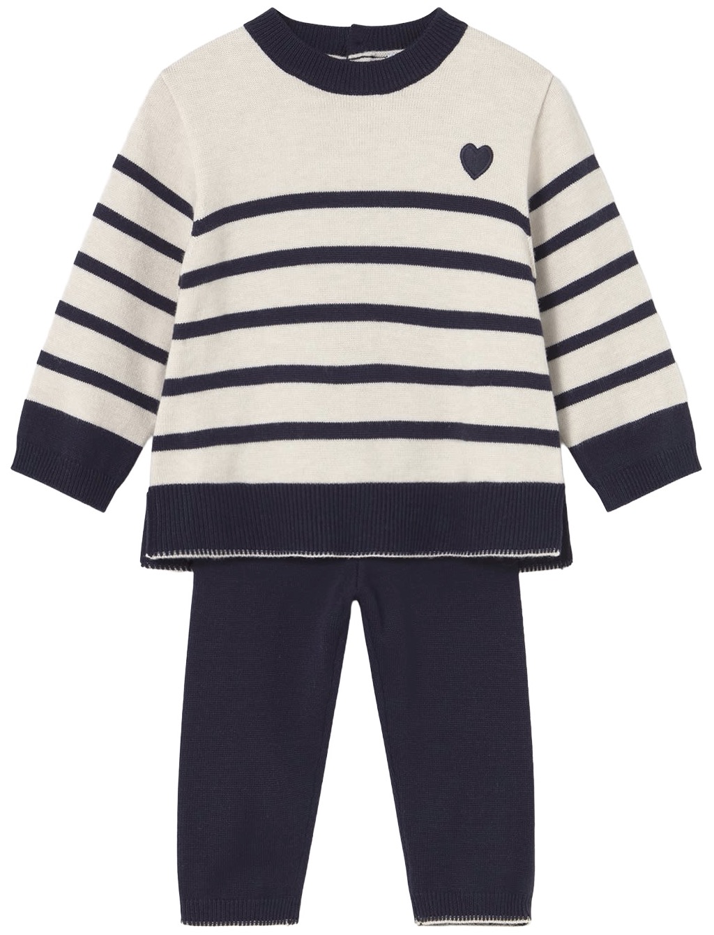 Set de 2 piese  Mayoral - Bluză și pantaloni cu dungi, bleumarin, 12 luni
