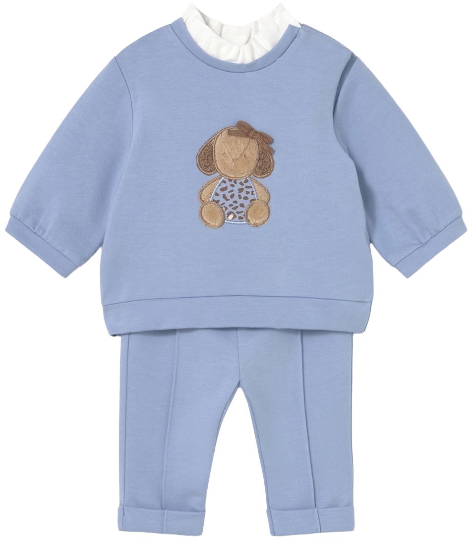 Set din 2 piese Mayoral - Hanorac și pantaloni, albastru ceresc, 6-9 luni