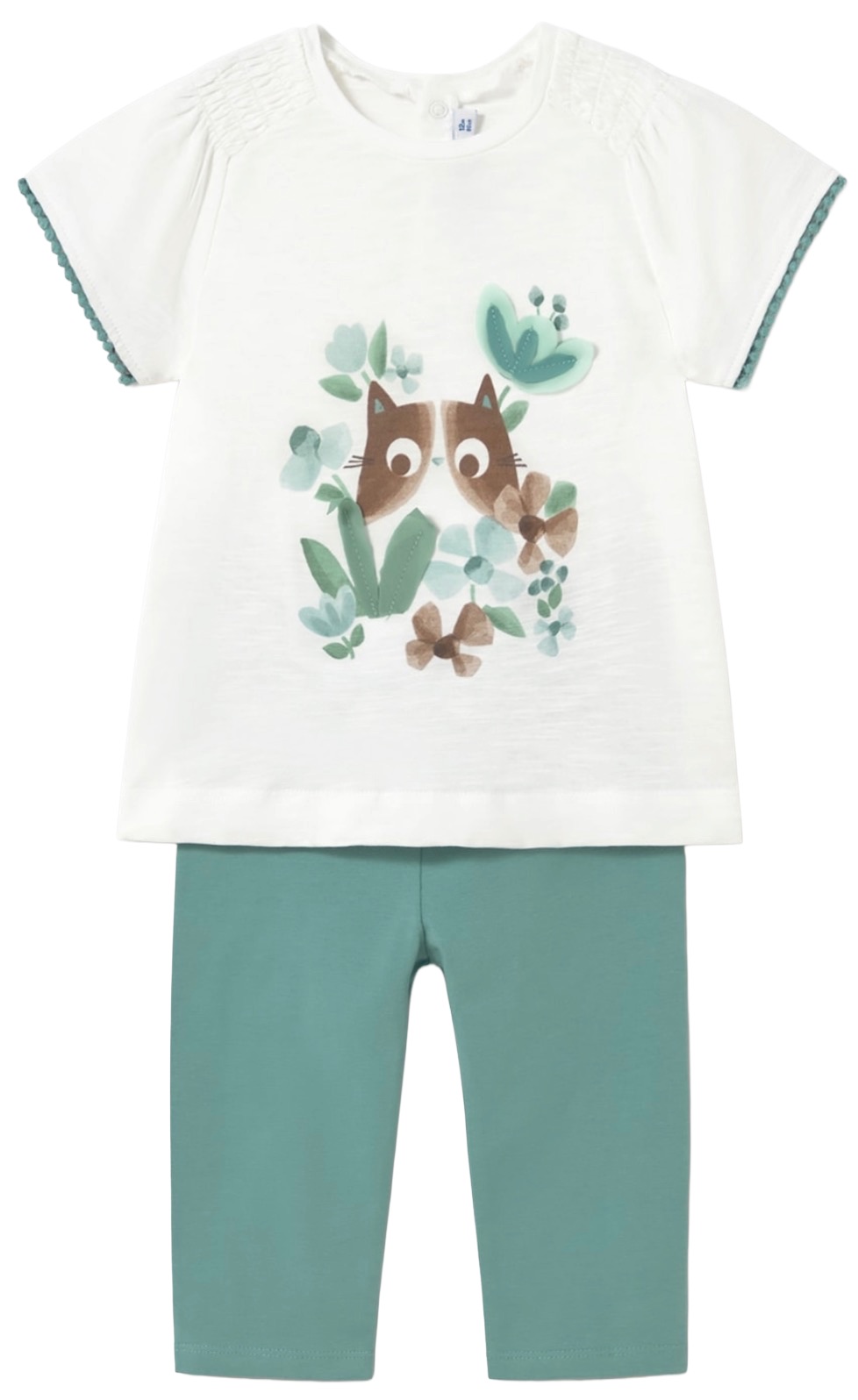 Set din 2 piese Mayoral - Tricou și colanți simpli, verde, 12 luni