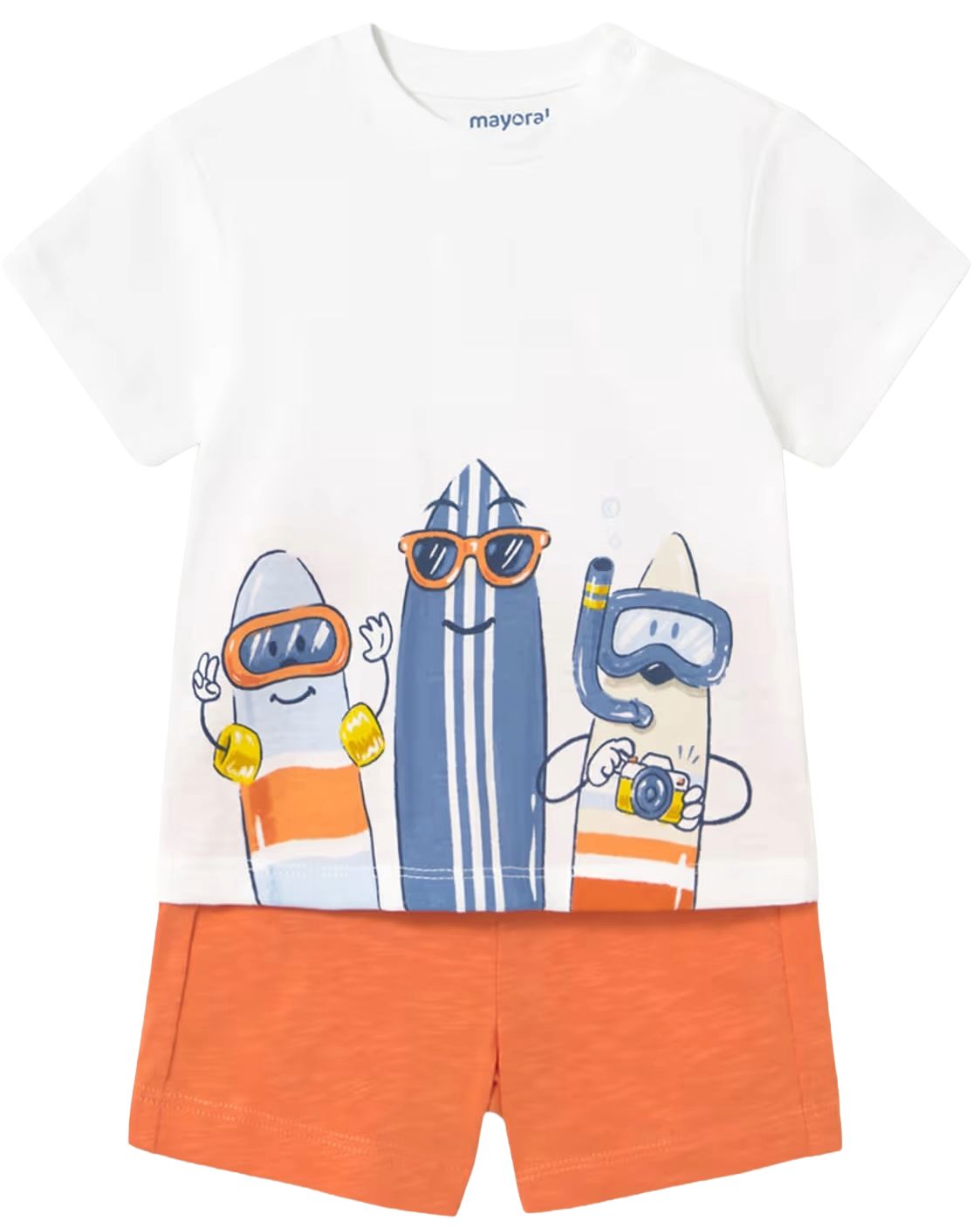 Set din 2 piese - Surf, tricou și pantaloni scurți, coral, 6 luni