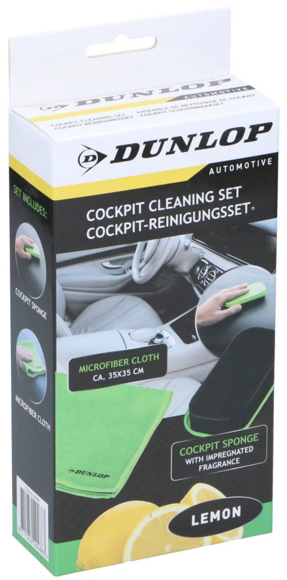 Kit de curățare a interiorului mașinii, format din 2 piese Dunlop - Lămâie