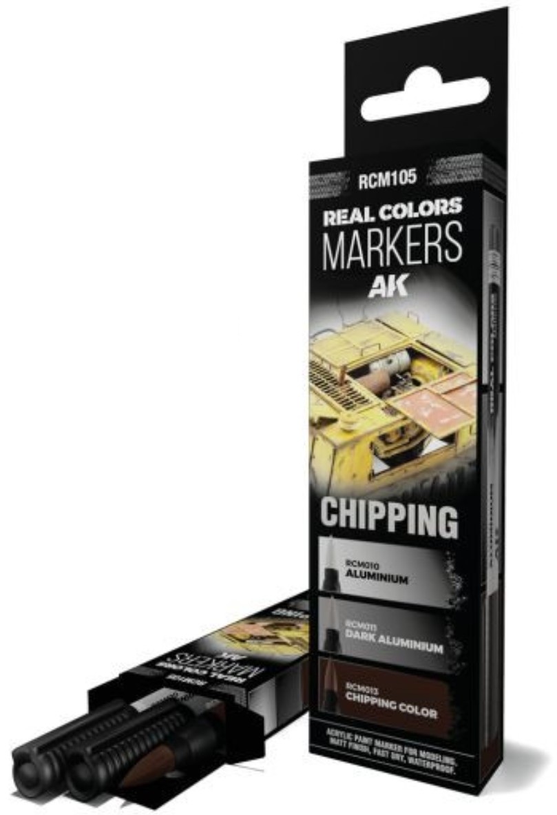 Set de 3 markere cu vopsea acrilica  AK Interactive - CHIPPING SET (RCM105)