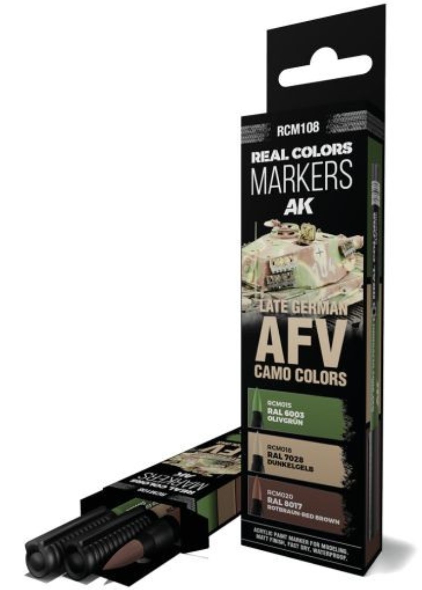 Set de 3 markere cu vopsea acrilica  AK Interactive - LATE GERMAN AFV CAMO COLORS (RCM108)