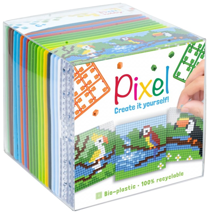 Set de 3 mozaicuri  Pixelhobby - Păsări tropicale, cu pixeli  Classic