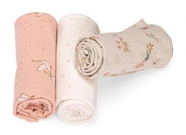 Set de 3 scutece museline Moulin Roty - La petite ecole de danse