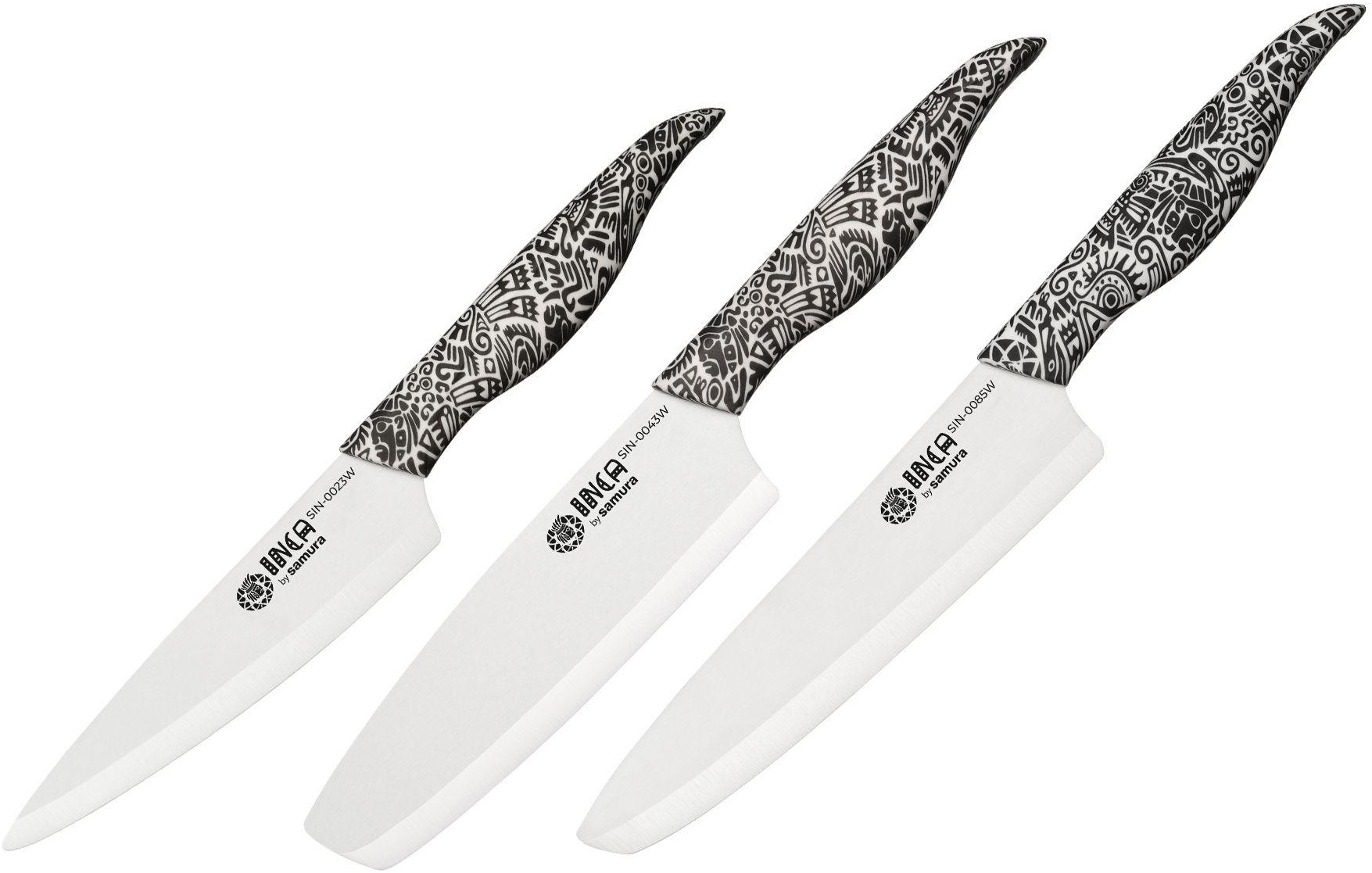 Set de 3 cuțite Samura - Inca, mâner negru și alb