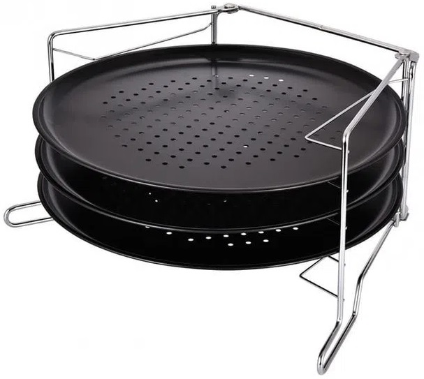 Set 3 tavi pentru pizza Kinghoff - 32.3 cm, cu suport
