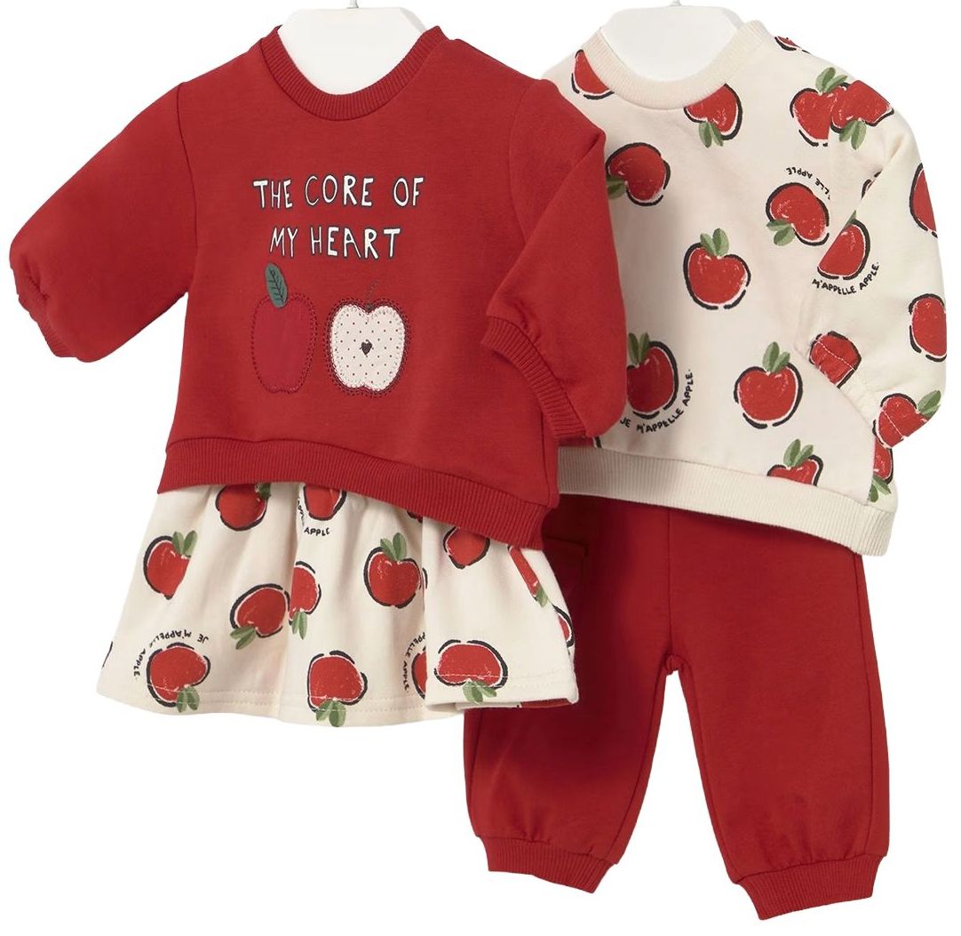 Set de 4 piese  Mayoral - Pulovere, fustă și pantaloni, culoarea vișiniei, 2-4 luni