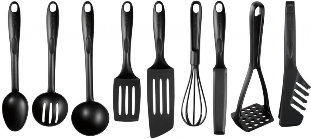 Set de 9 ustensile de bucătărie Tefal - Bienvenue K001S925, negre