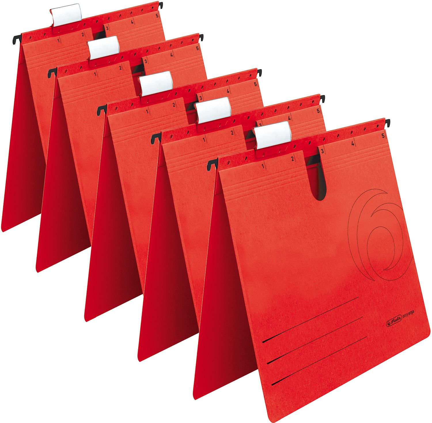 Set de dosare pentru fișet Herlitz Easy Orga - Cu formă în L, roşu, 5 buc