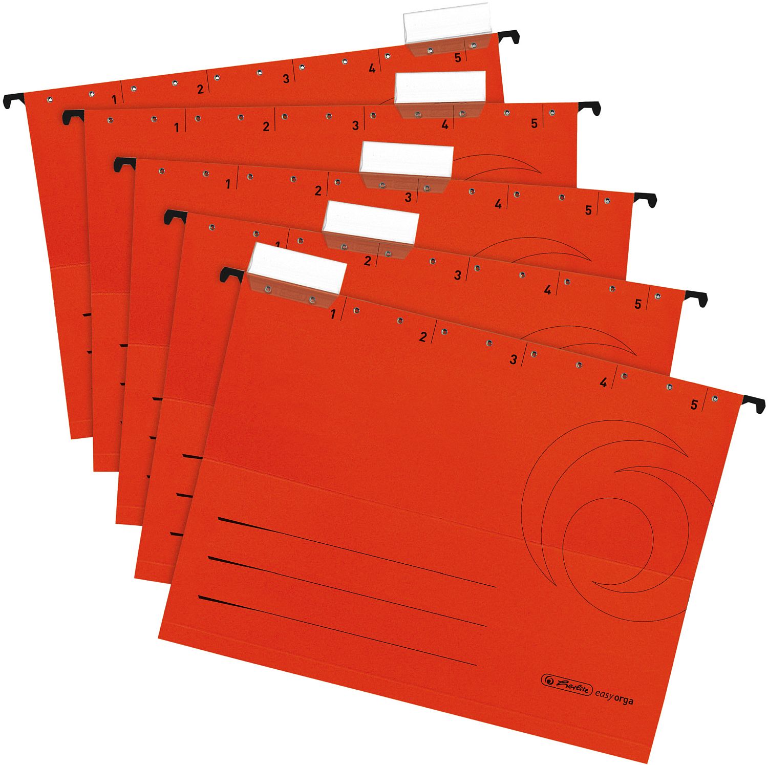 Set de dosare pentru fișet Herlitz Easy Orga - Cu formă de V, roșii, 5 buc