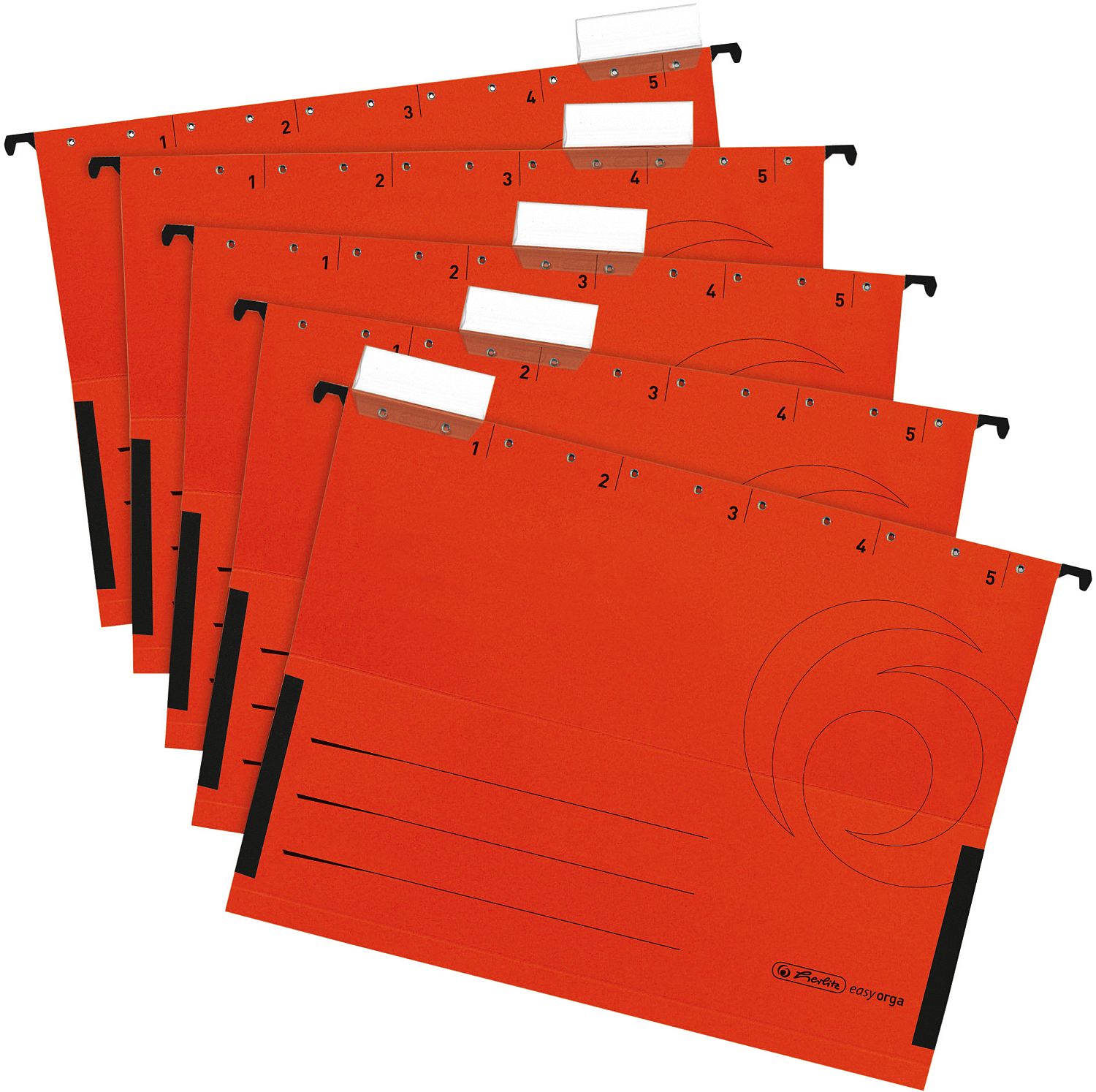 Set de dosare pentru fișet Herlitz Easy Orga - Cu formă de V și opritor, roşu, 5 buc