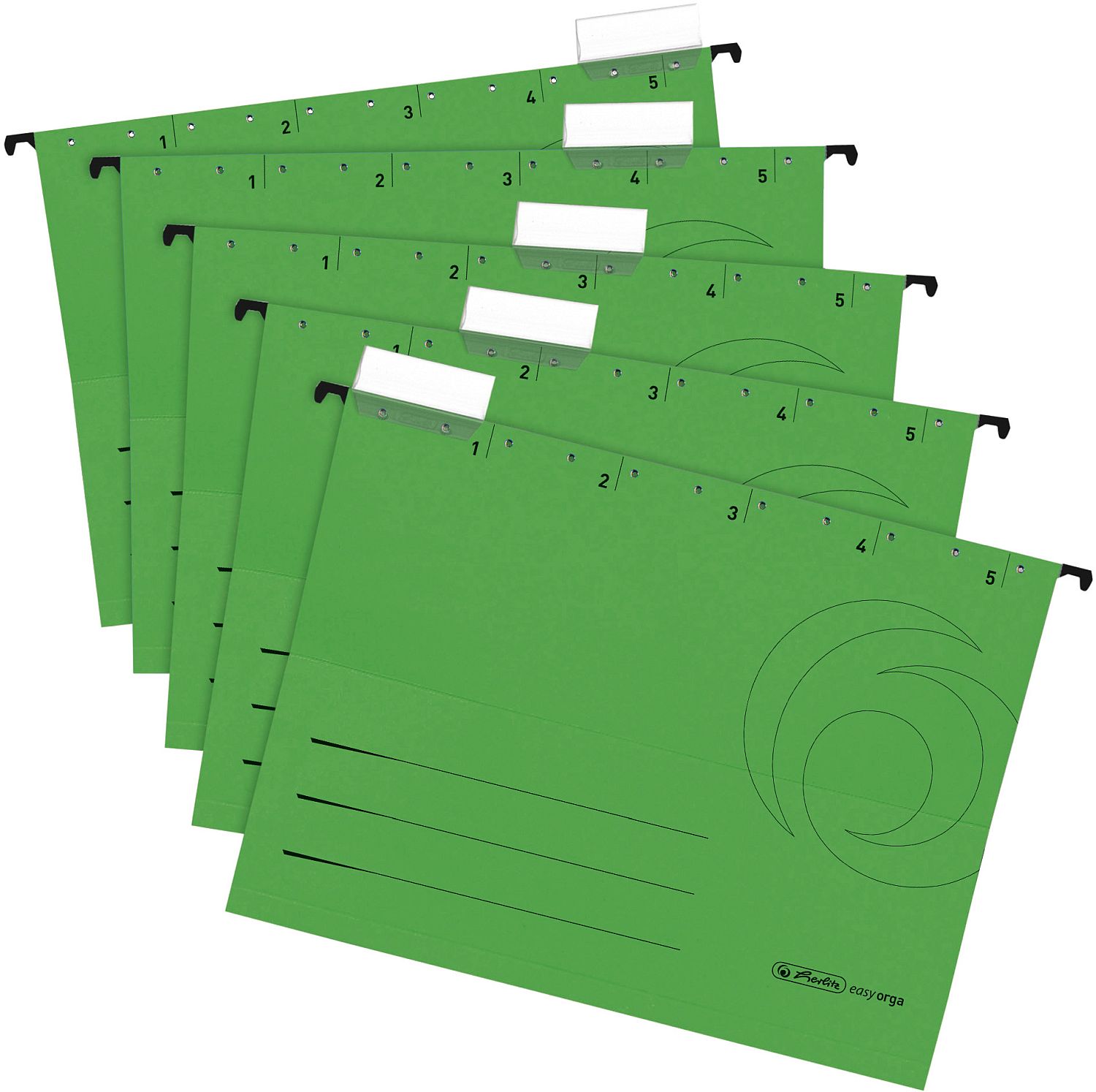 Set de dosare pentru fișet Herlitz Easy Orga - Cu formă de V, verzi, 5 buc