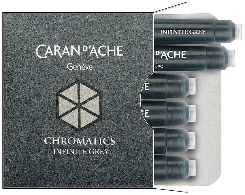 Set cartuse pentru stilou Caran d'Ache Chromatics - Infinite Grey, 6 bucati