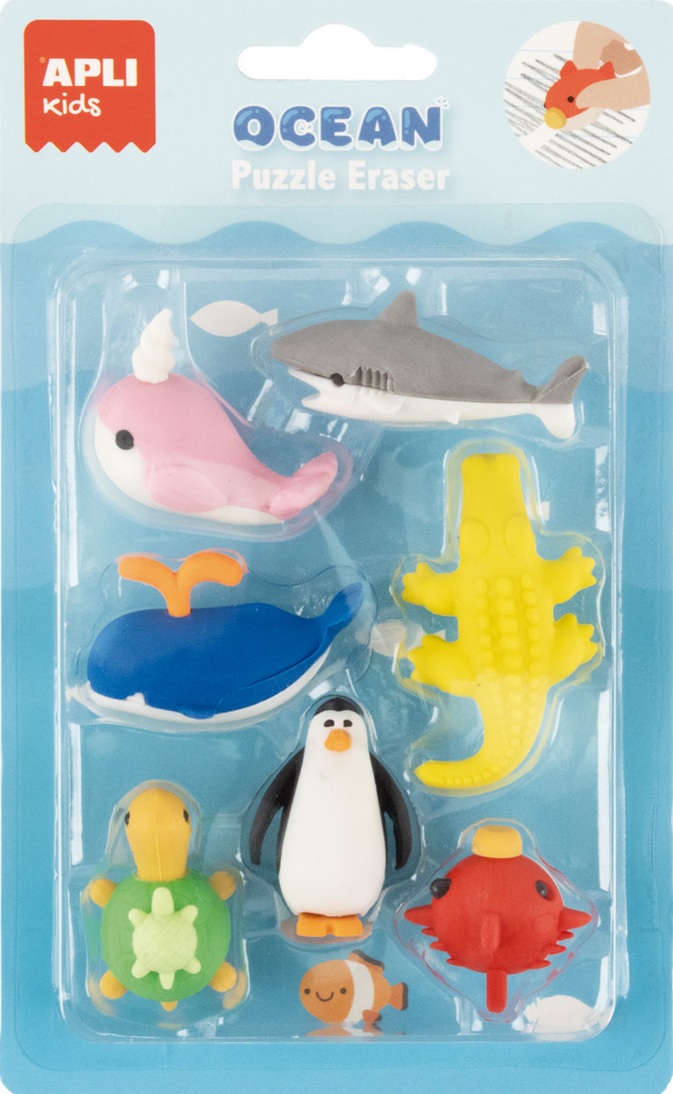 Set radieră puzzle Apli Kids - Ocean, 7 buc