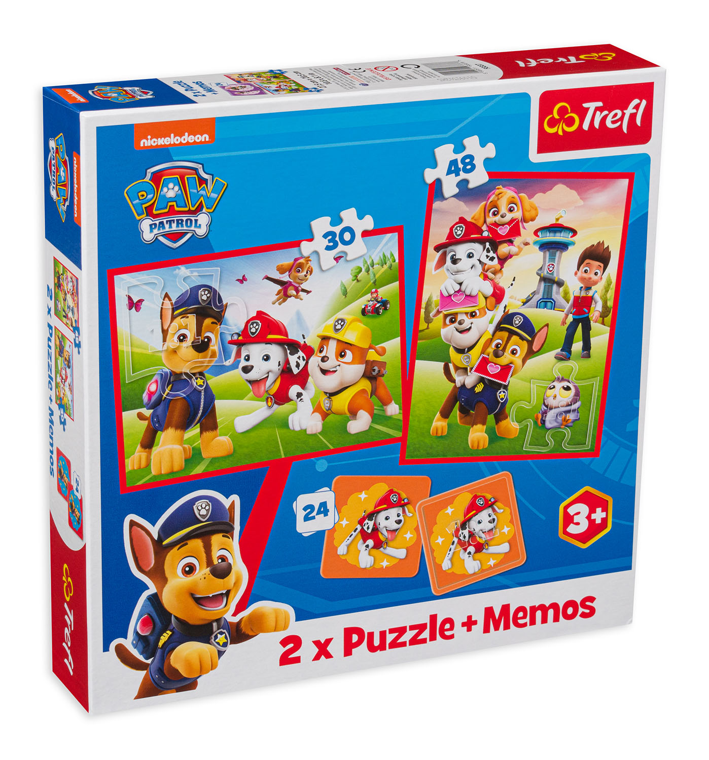 Set de puzzle și joc de memorie Trefl 2 în 1 - Patrula cățelușilor