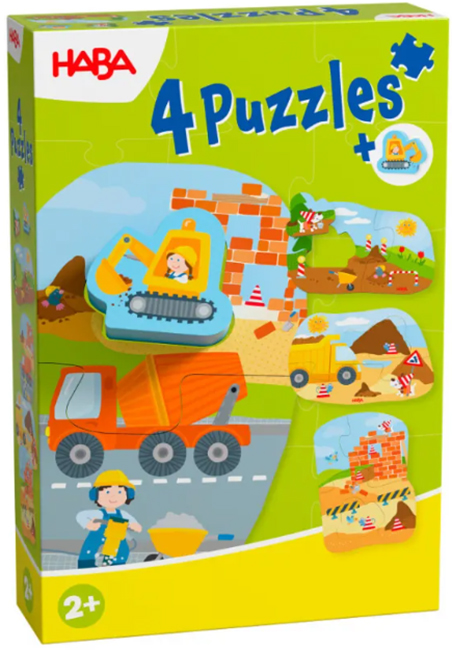 Set de puzzle-uri Haba - Șantier de construcții, 4 buc