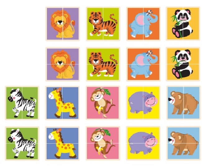 Viga Puzzle Set - Animale în două piese, 36 de piese