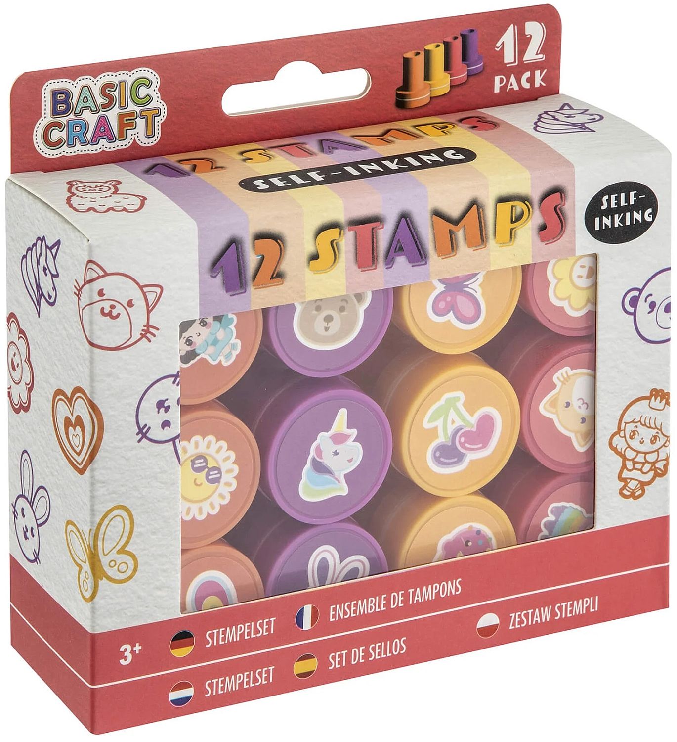 Set de ștampile Grafix - 12 buc, roz