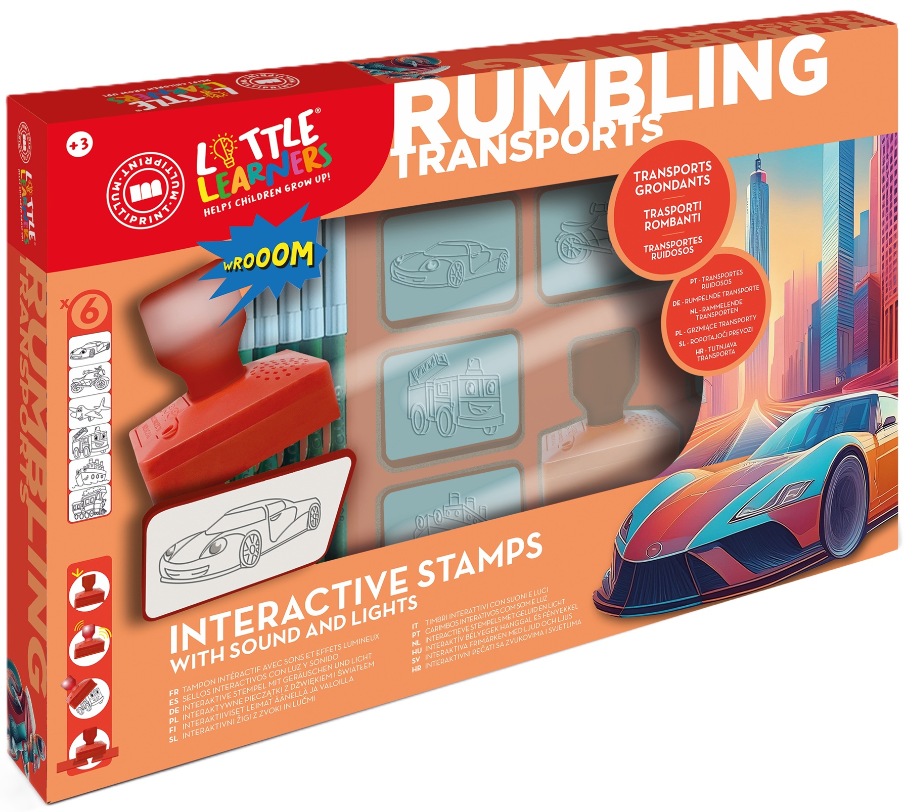 Set de ștampile Multiprint Transports - 6 buc.cu efect sonor