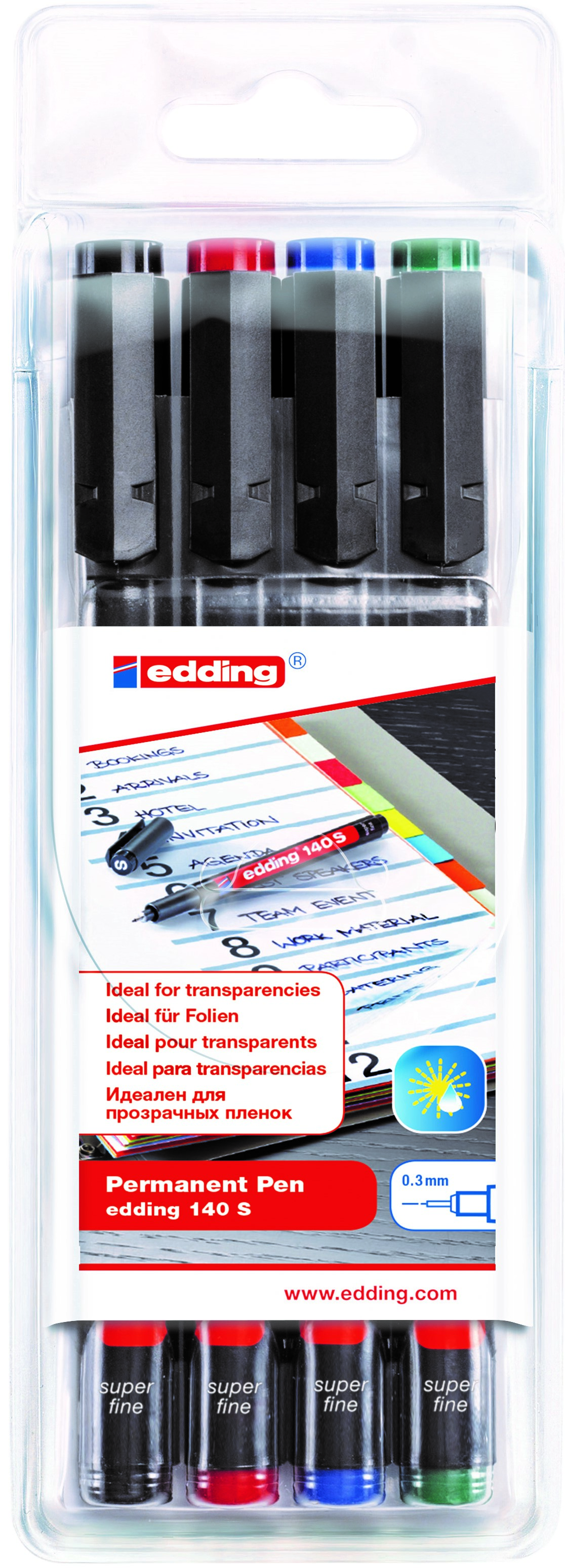 Set de markere permanente Edding 140 - 4 culori, S