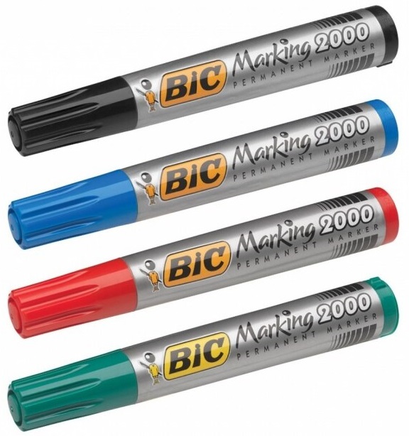 Set markere permanente BIC - Marking, varf rotund, 4 buc