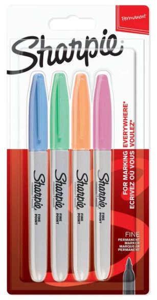 Set markere permanente Sharpie - F, 4 culori pastelate