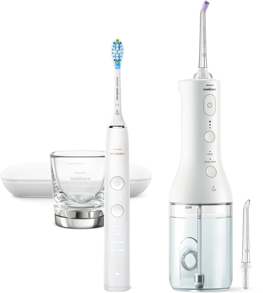 Set Philips Sonicare - Power Flosser 3000 SE, HX3886/41, 3 vârfuri, alb