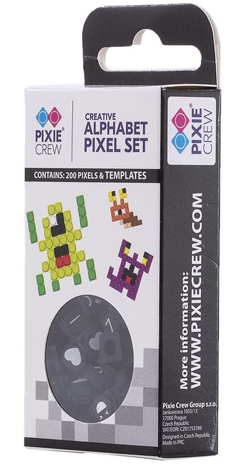 Pixeli din silicon Pixie Crew - Alphabet, 200 buc, negru