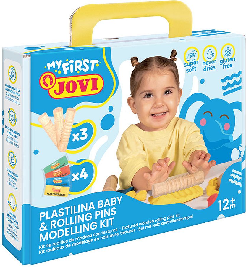 Jovi - Set de plastilină pentru bebeluși, cu 3 sucitoare din lemn