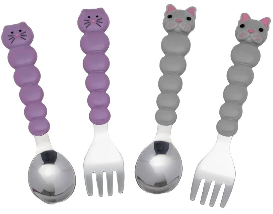 Set de tacâmuri Melii - Oțel inoxidabil, 12luni +, Cat &amp; Bulldog