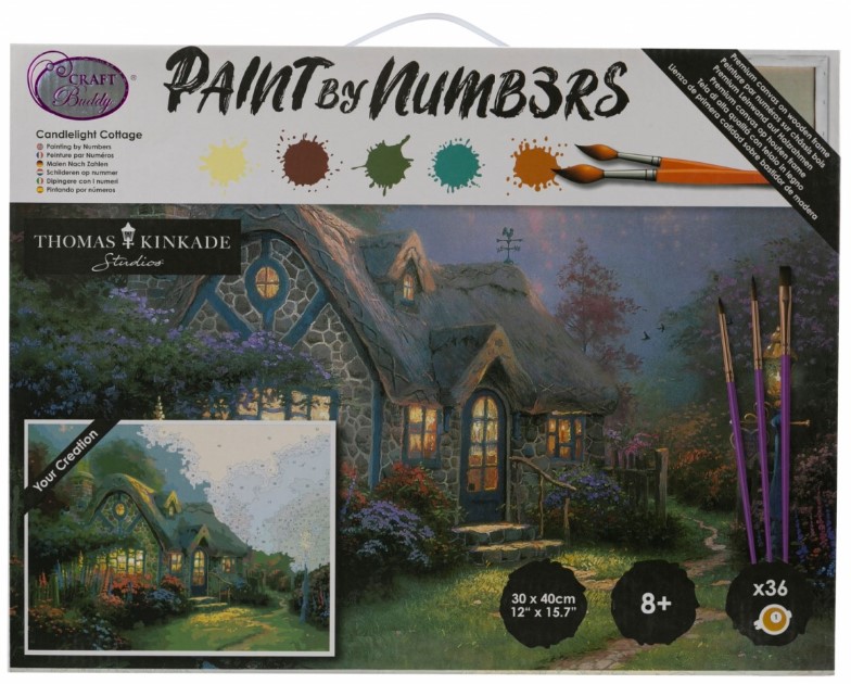 Set pictură pe numere Craft Buddy - Căsuță la lumina lumânărilor