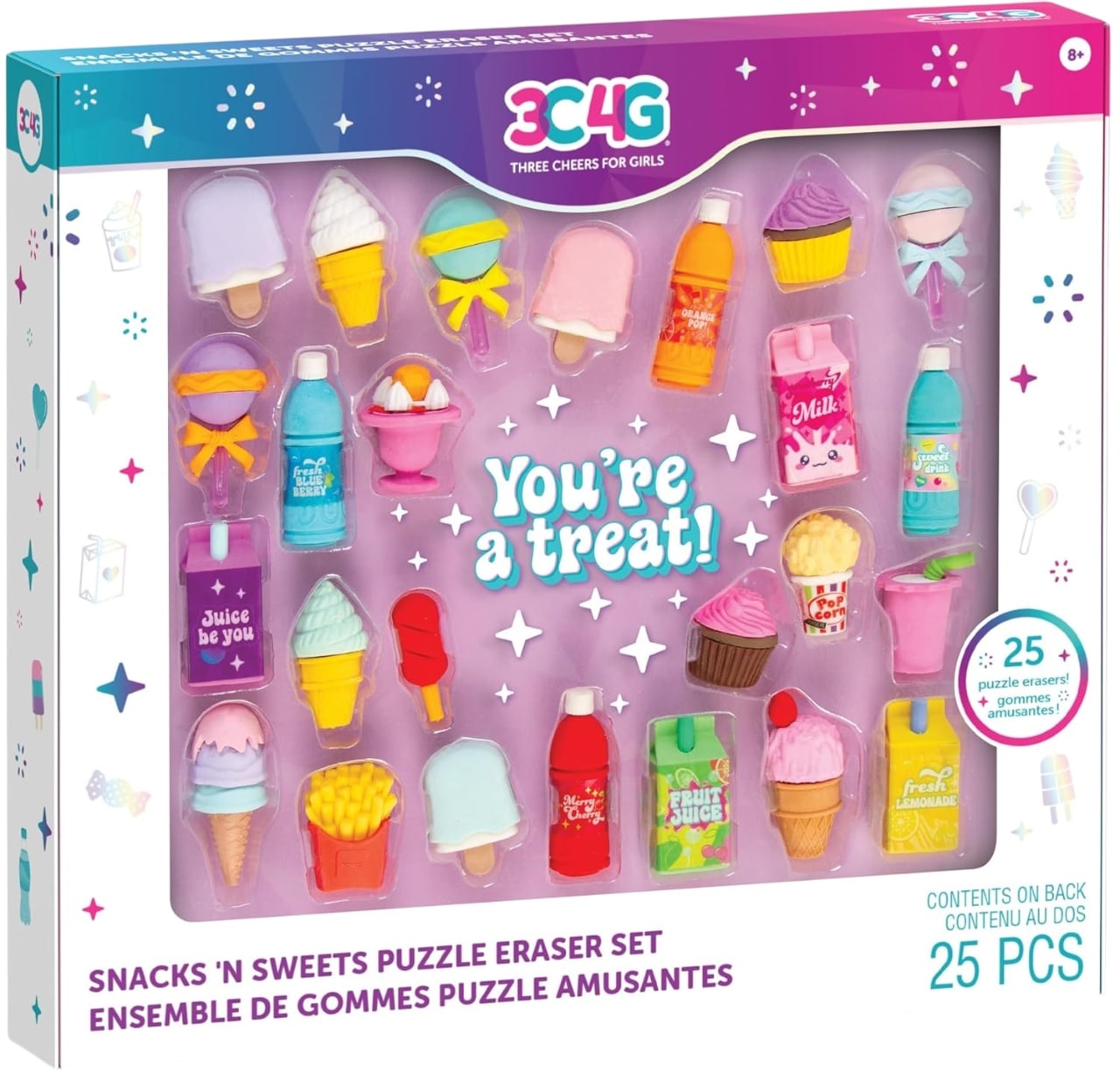 Set de figurine cu bandă de cauciuc  3C4G - Snacks 'N Sweets Puzzle, 25 bucăți