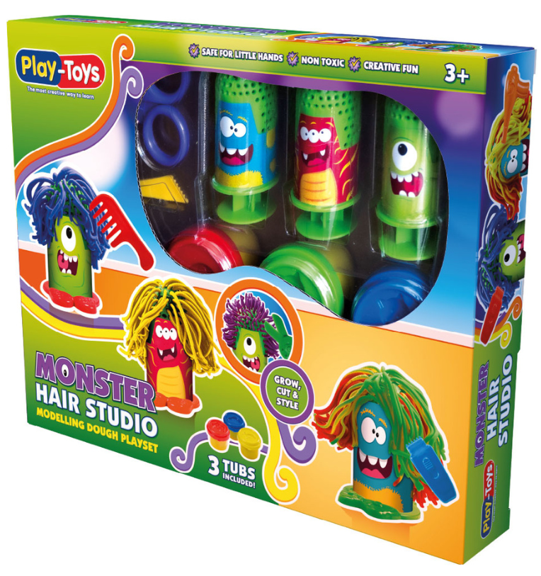 Set cu plastilină Play-Toys -  Salon de coafura pentru monștri