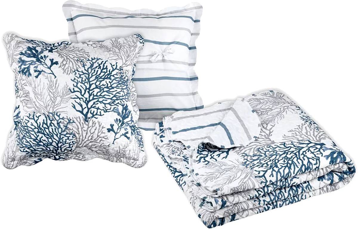 Set cuvertură cu 2 fețe de pernă STOF - Quiberon, 240 x 220 cm, Gri