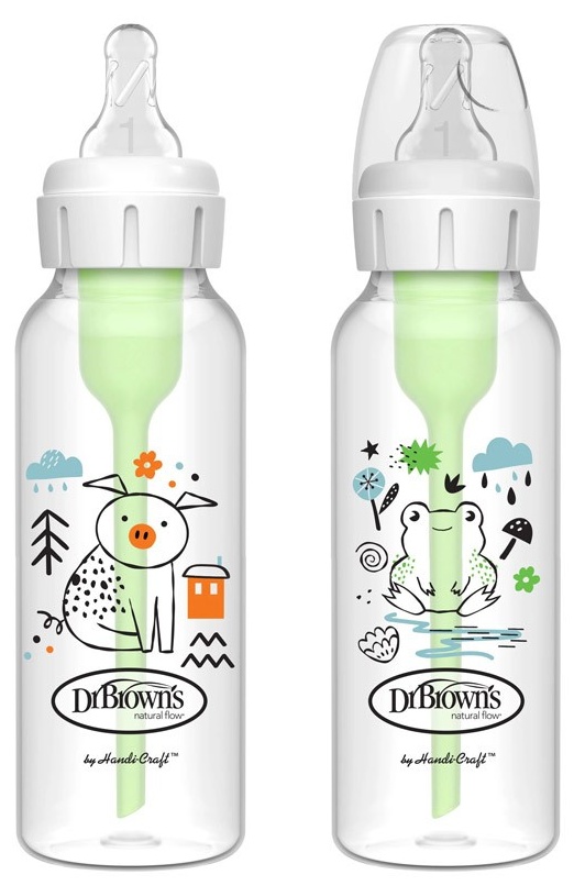Set biberoane Dr. Brown's Options+ - Anti-Colic, porc / broască, 2 х 250 ml
