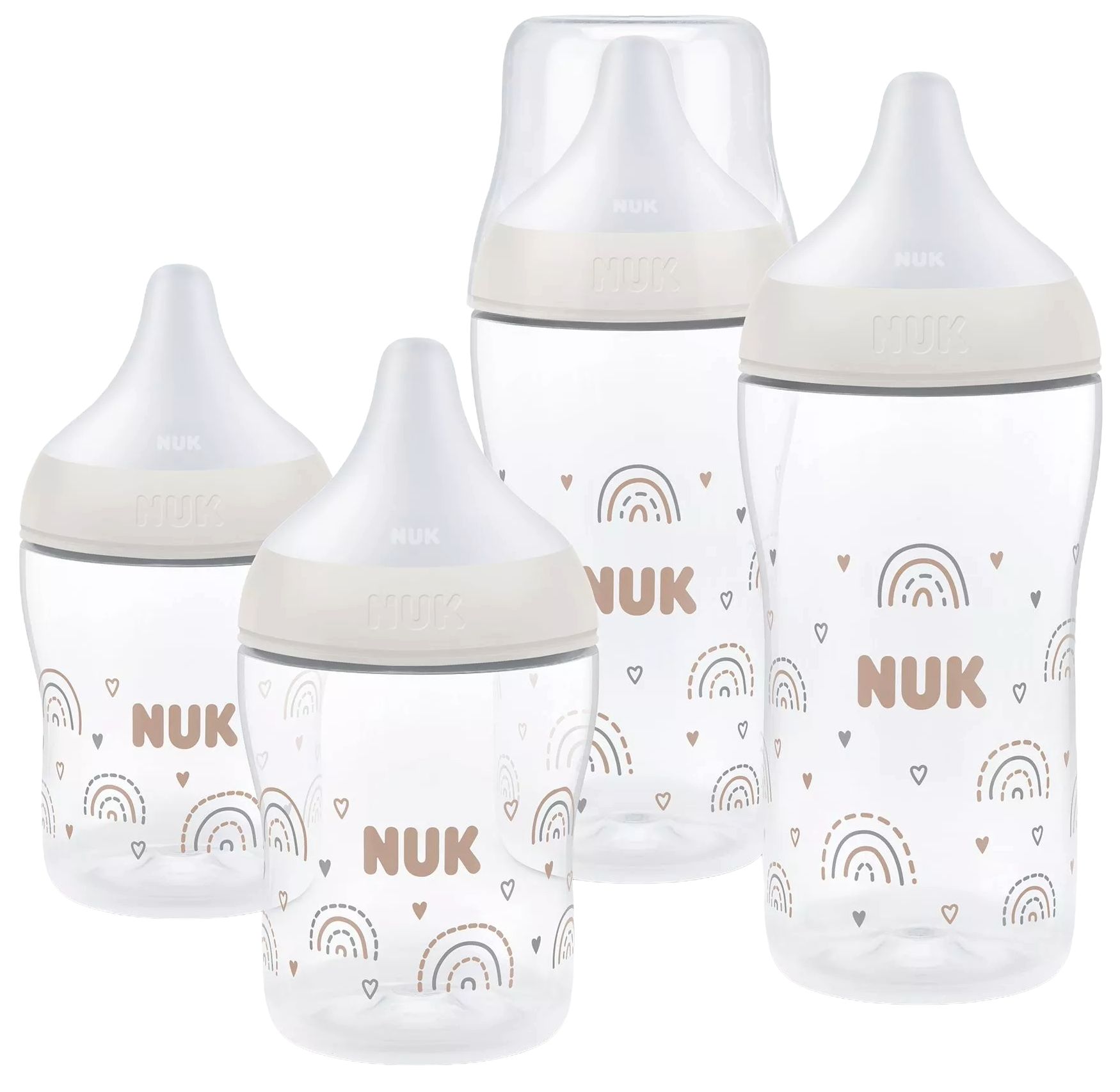 Set biberoane NUK Perfect Match - TC, РР, 0 luni+, 4 piese, curcubeu