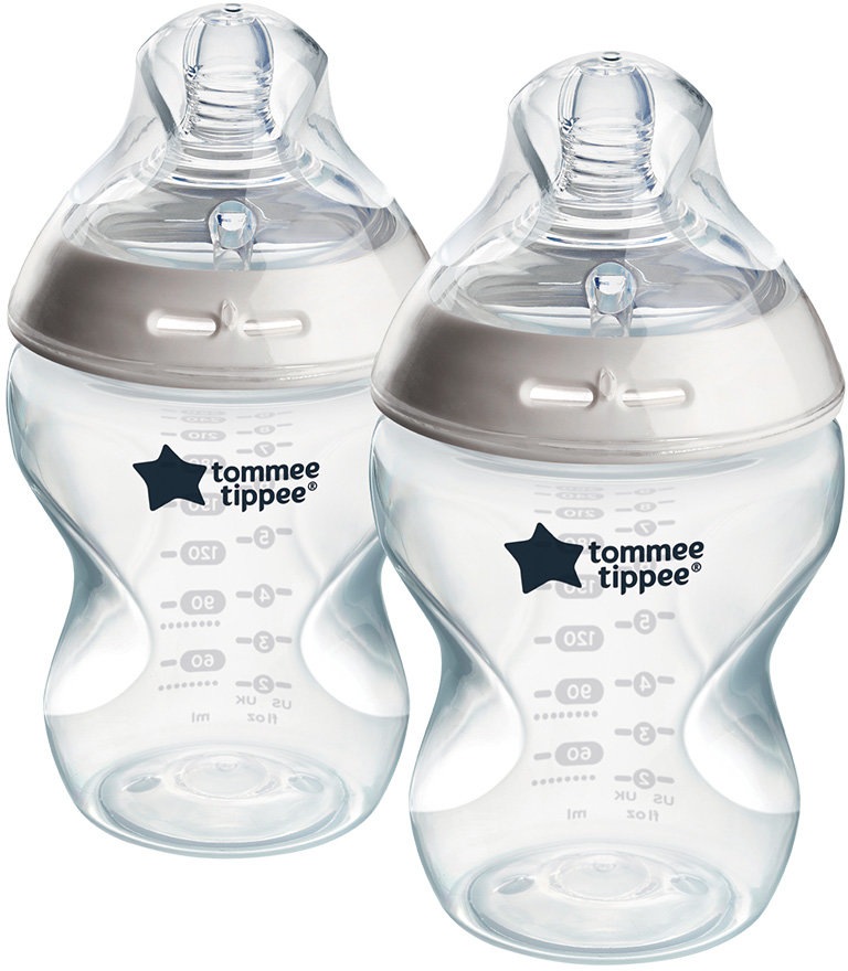 Set biberoane bebelusi Tommee Tippee Easi Vent - 260 ml, cu tetina 1 picatura, Flux lent 2 buc.