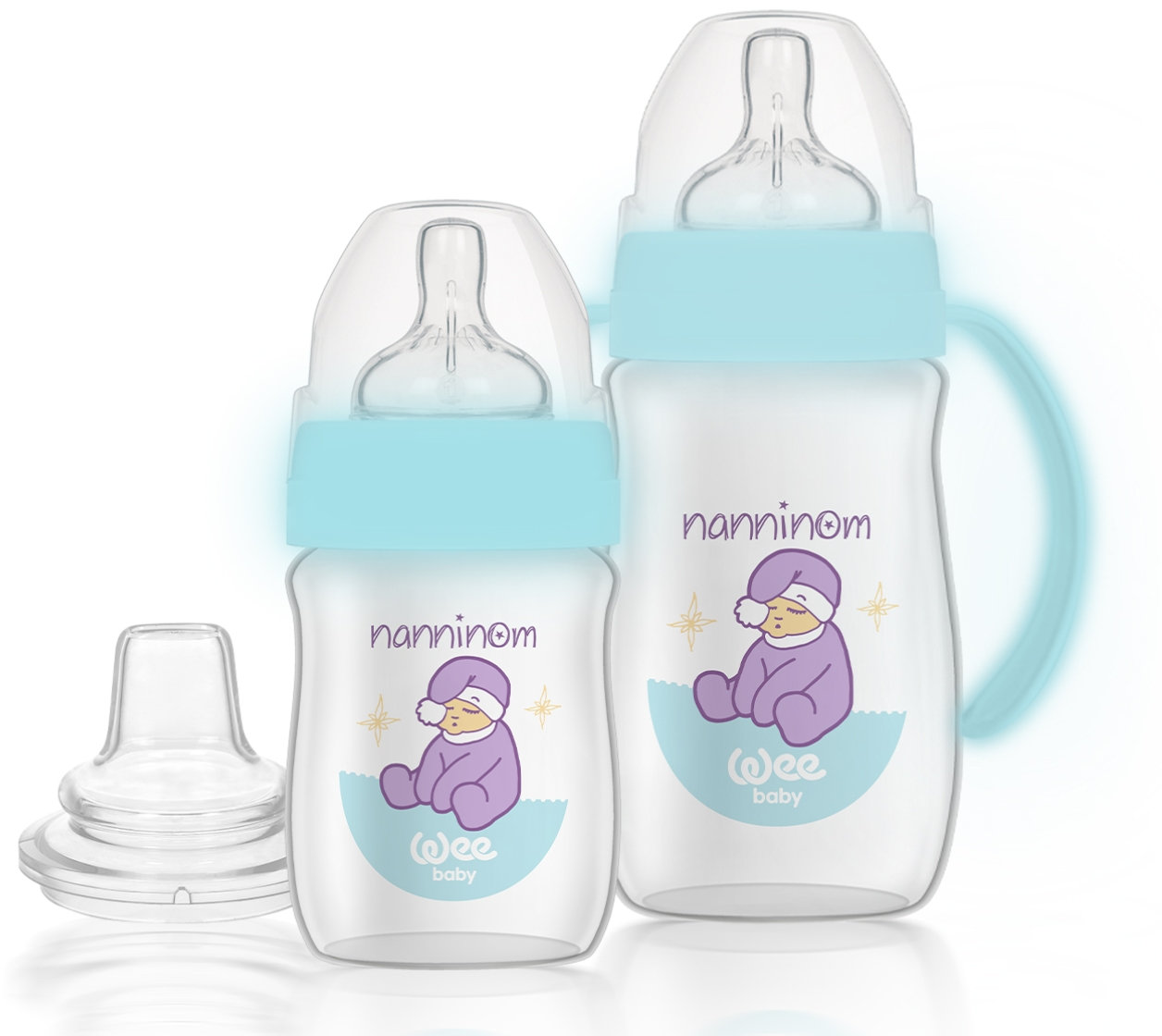 Set sticle Wee Baby - Nanninom, gât larg, 0-6 luni