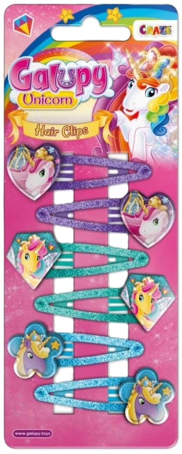 Set de agrafe de păr Craze Galupy - Unicorn, 6 buc