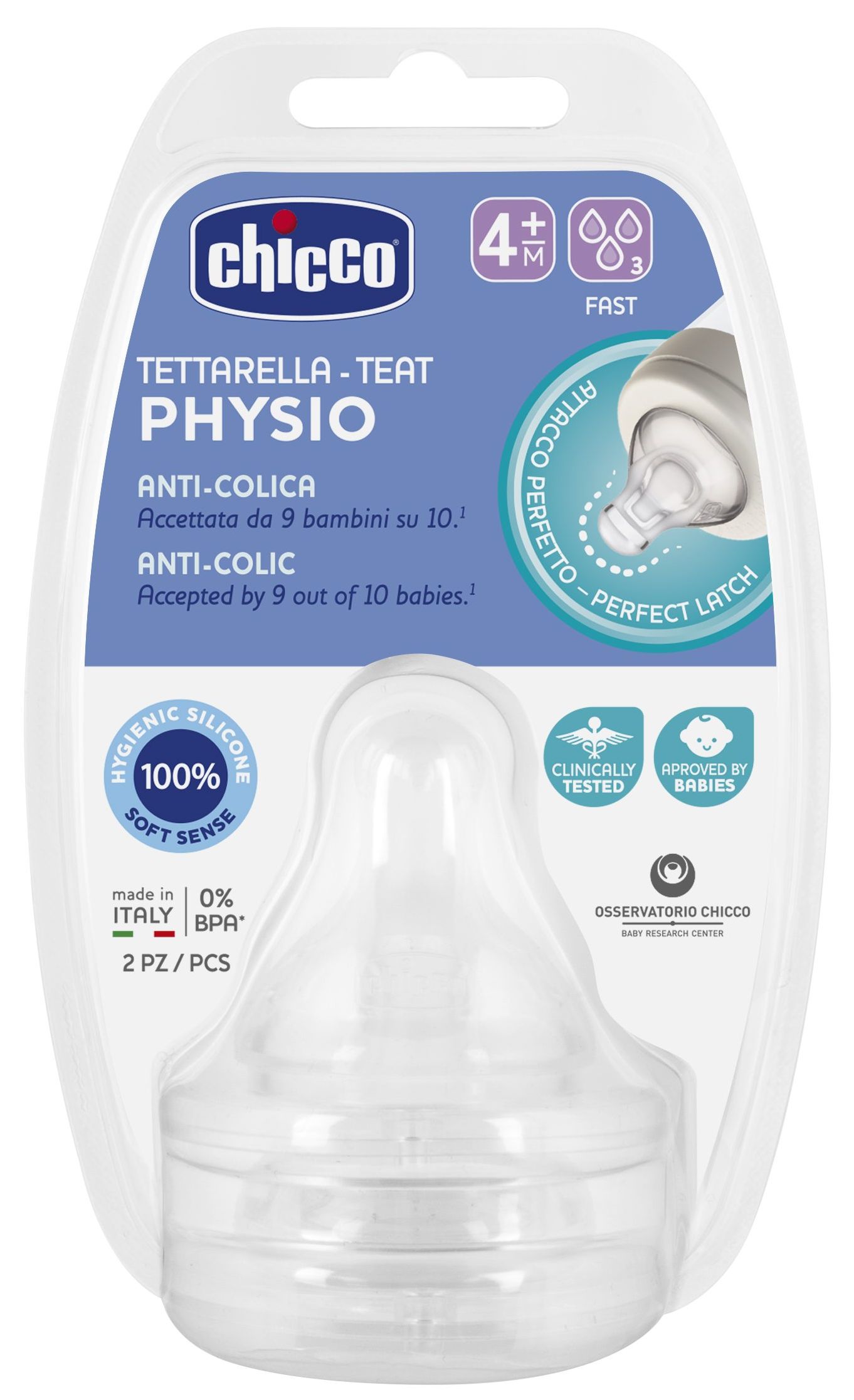 Chicco Perfect 5 set de suzete din silicon - 3 picături, 2 bucăți