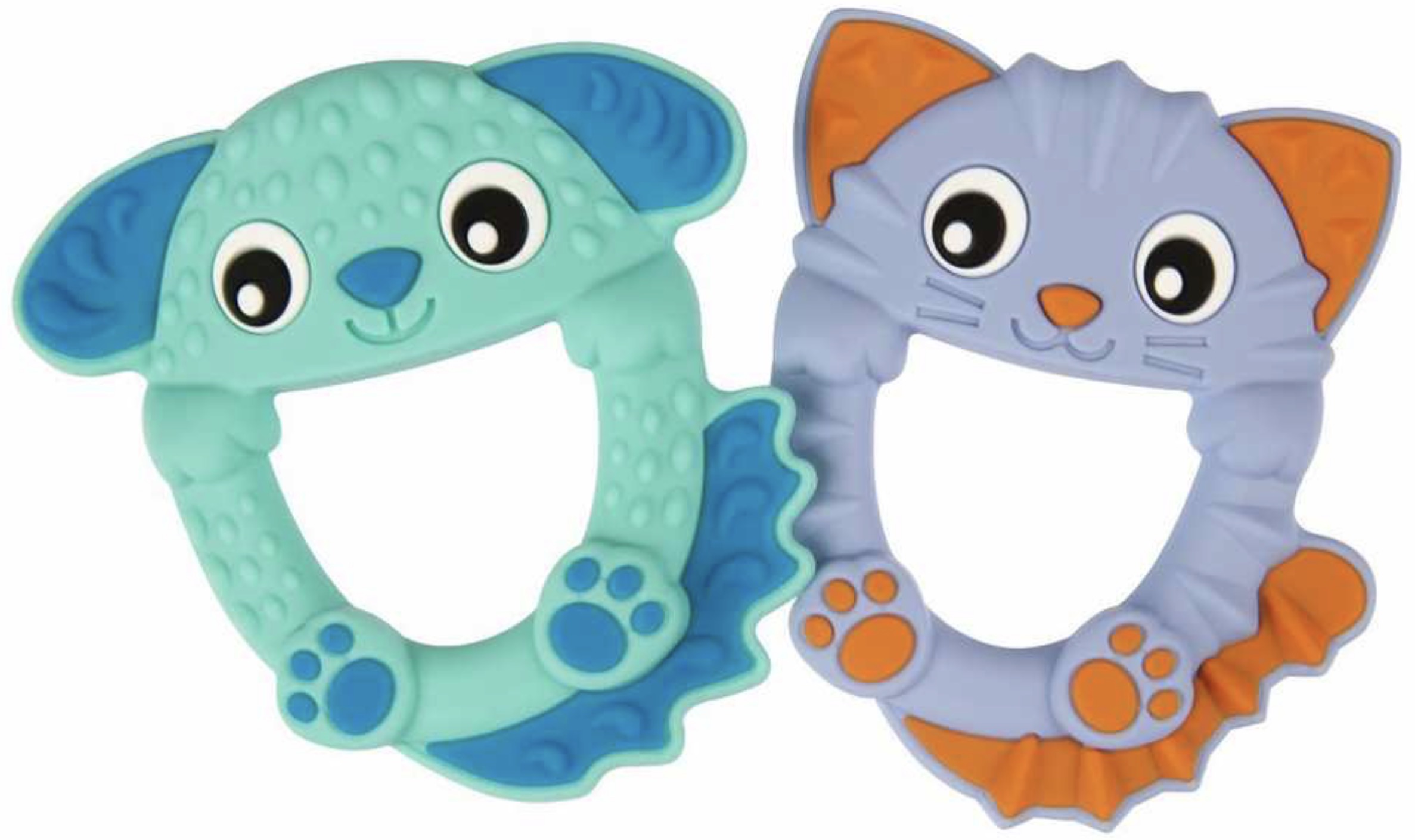 Set de dentiție din silicon Playgro - Animale, 2 buc