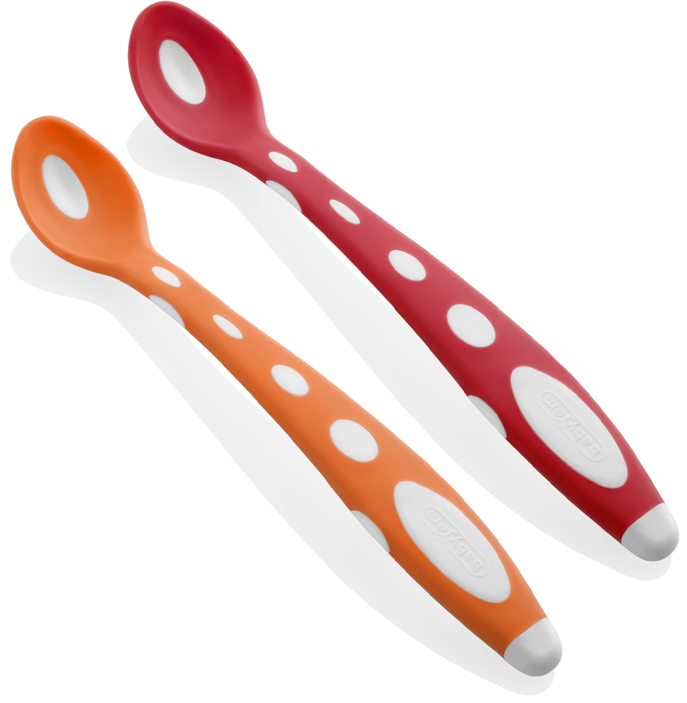 Set linguri din silicon BabyJem - Portocaliu și roșu