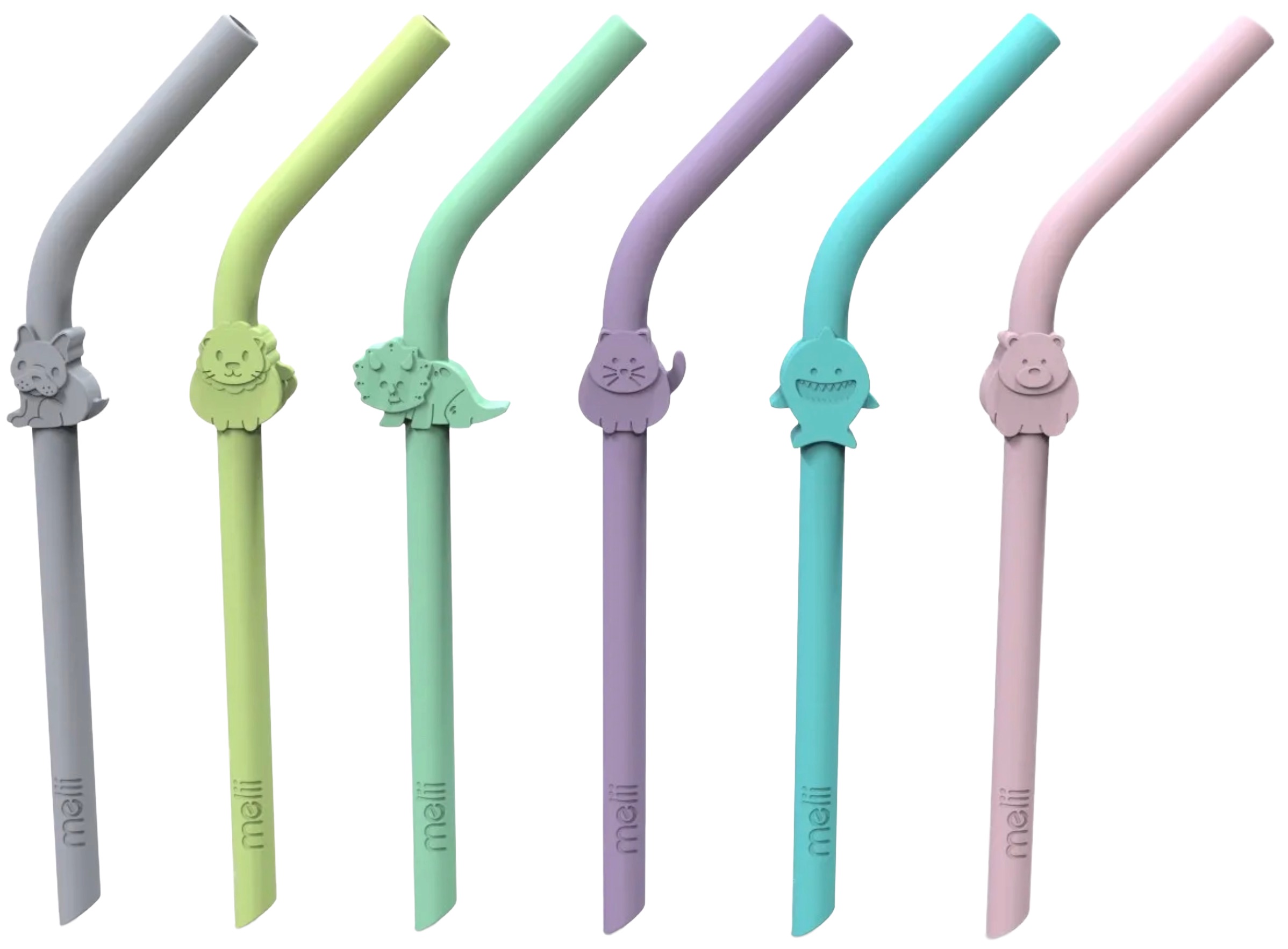 Set de paie din silicon Melii - Animale, 6 buc
