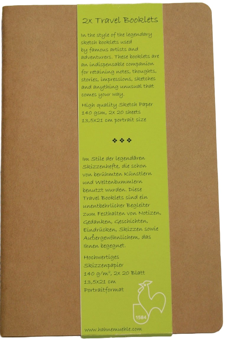 Set caiete de schițe Hahnemuhle Travel Booklets - 13.5 x 21 cm, 2 bucăți, 20 de coli